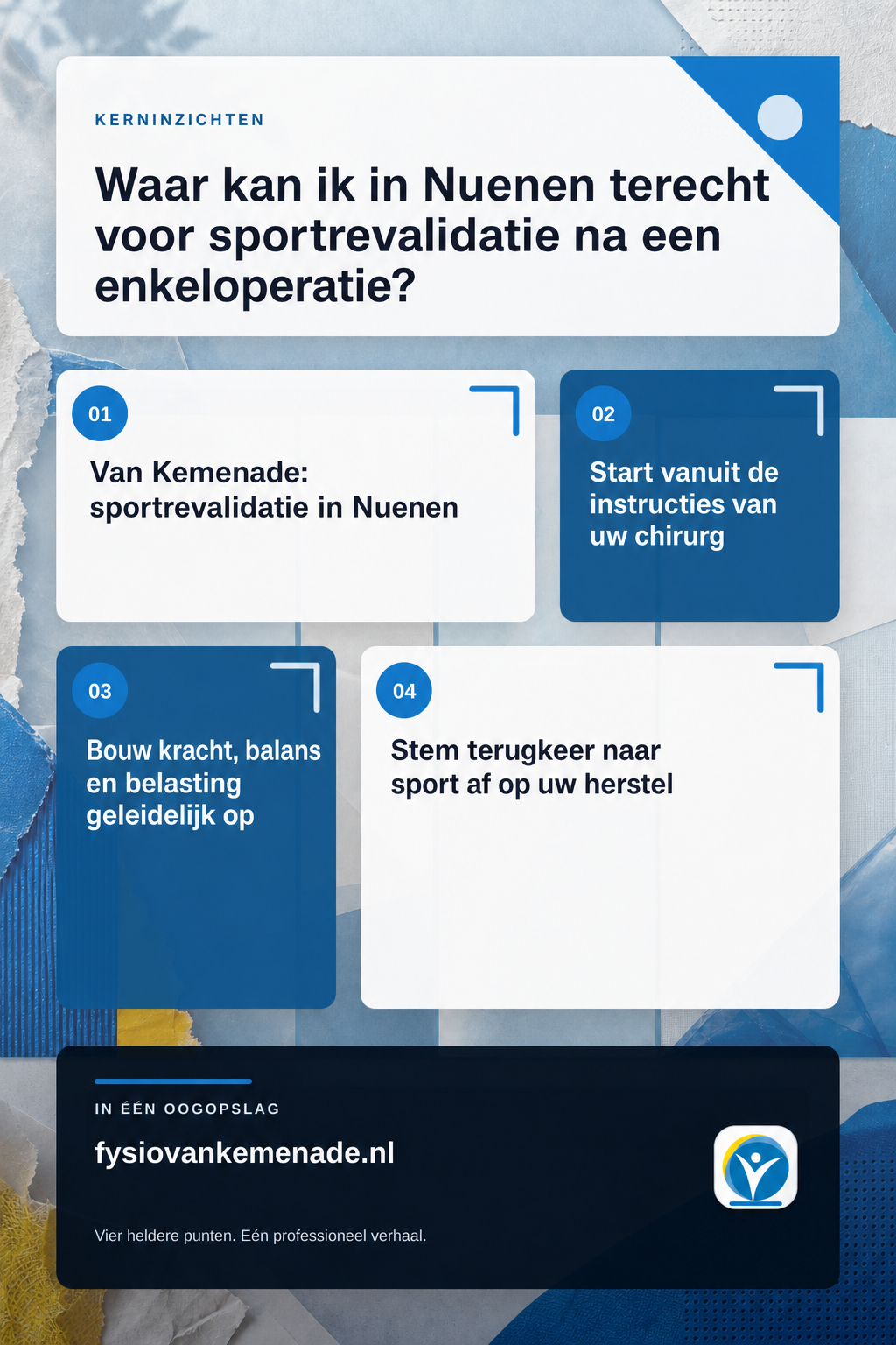 Infographic bij Waar kan ik in Nuenen terecht voor sportrevalidatie na een enkeloperatie?