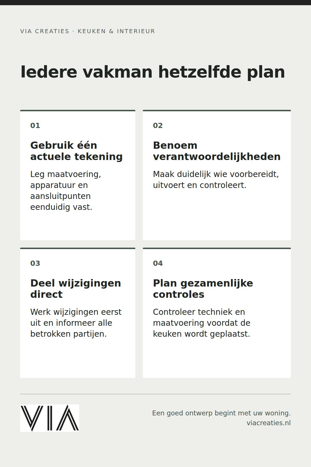 Praktische aandachtspunten: Hoe voorkomt u dat aannemer, installateur en keukenmonteur langs elkaar heen werken bij een keukenverbouwing in Wageningen?