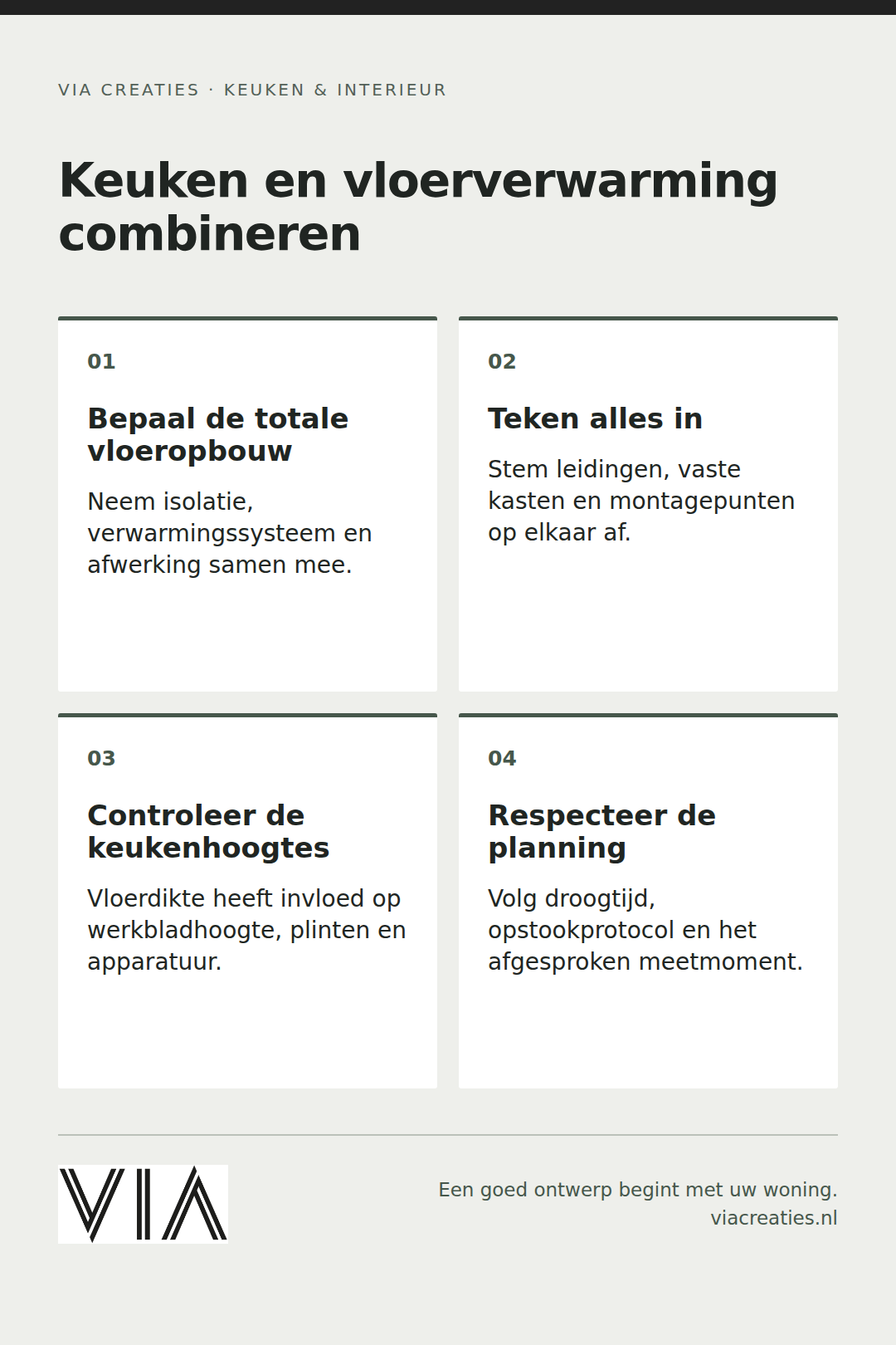 Praktische aandachtspunten: Kan een nieuwe maatwerk keuken in Oosterbeek worden gecombineerd met nieuwe vloerverwarming zonder problemen met maatvoering en planning?
