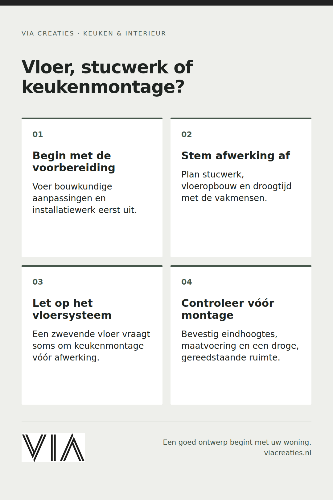 Praktische aandachtspunten: Wat komt eerst bij een keukenverbouwing in Arnhem: de nieuwe vloer, het stucwerk of de keukenmontage?